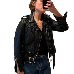 Schott NYC Black Leather Moto Jacket